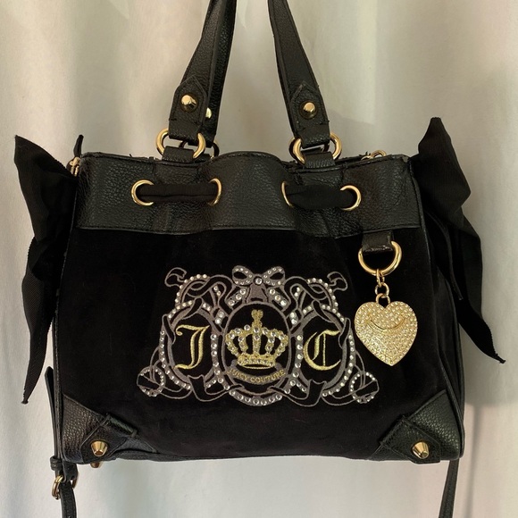 Juicy Couture Handbags - Juicy Couture Mini Daydreamer Bag Velvet Purse Black Bows